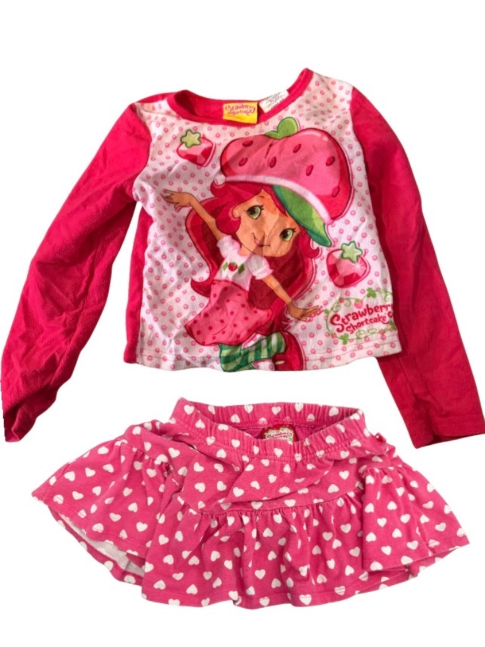 Y2K vintage 2000s strawberry shortcake curated outfit shirt skirt